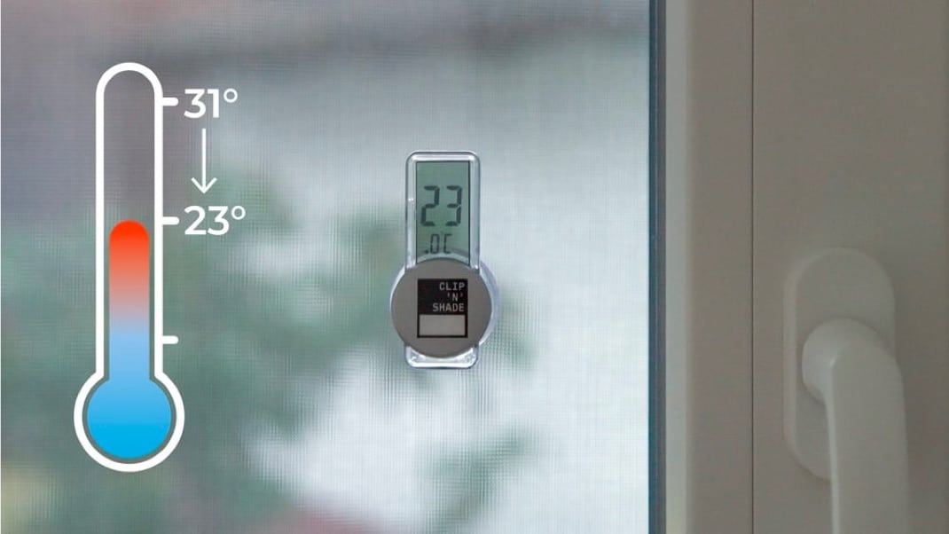 Persiana enrollable exterior de alta eficacia: reduce la temperatura de 31 °C a 23 °C