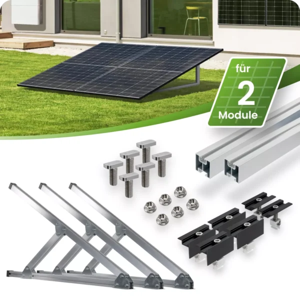 Juego de montaje para central eléctrica de balcón para jardín, tejado plano y pared.
