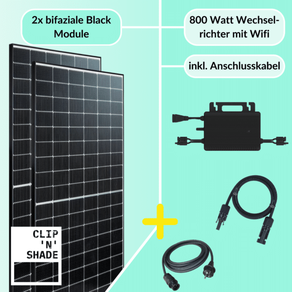 800W balcón planta de energía conjunto de Würzburg. 860Wp módulo de salida con 800W Hoymiles inversor incl. Wifi.