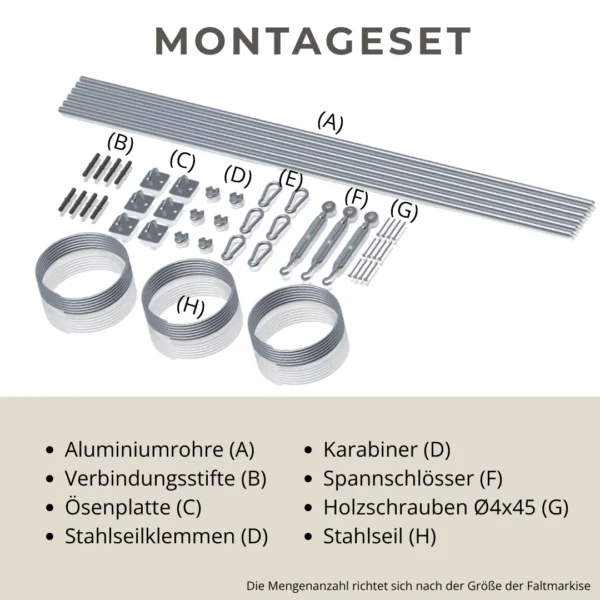 Faltmarkise Sonnensegel verschiebbar für Pergola / Terrassenüberdachung – Dachbeschattung - Imagen 5