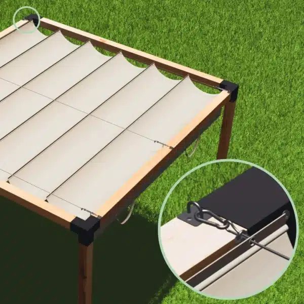 Primer plano de un toldo plegable