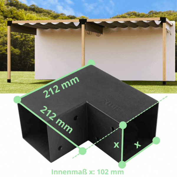 Dimensiones Conector de esquina en L Conector de poste Conector de viga Pérgola de bricolaje con conexión a pared