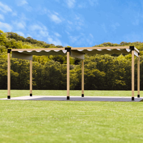 Pérgola cubierta de patio doble techo de tela independiente y deslizante 3
