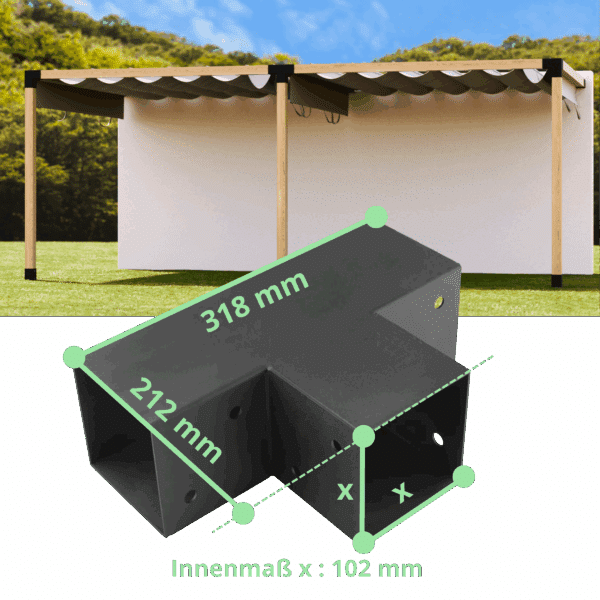 Dimensiones Conector de esquina en T Conector de poste Conector de viga Pérgola de bricolaje con conexión de pared