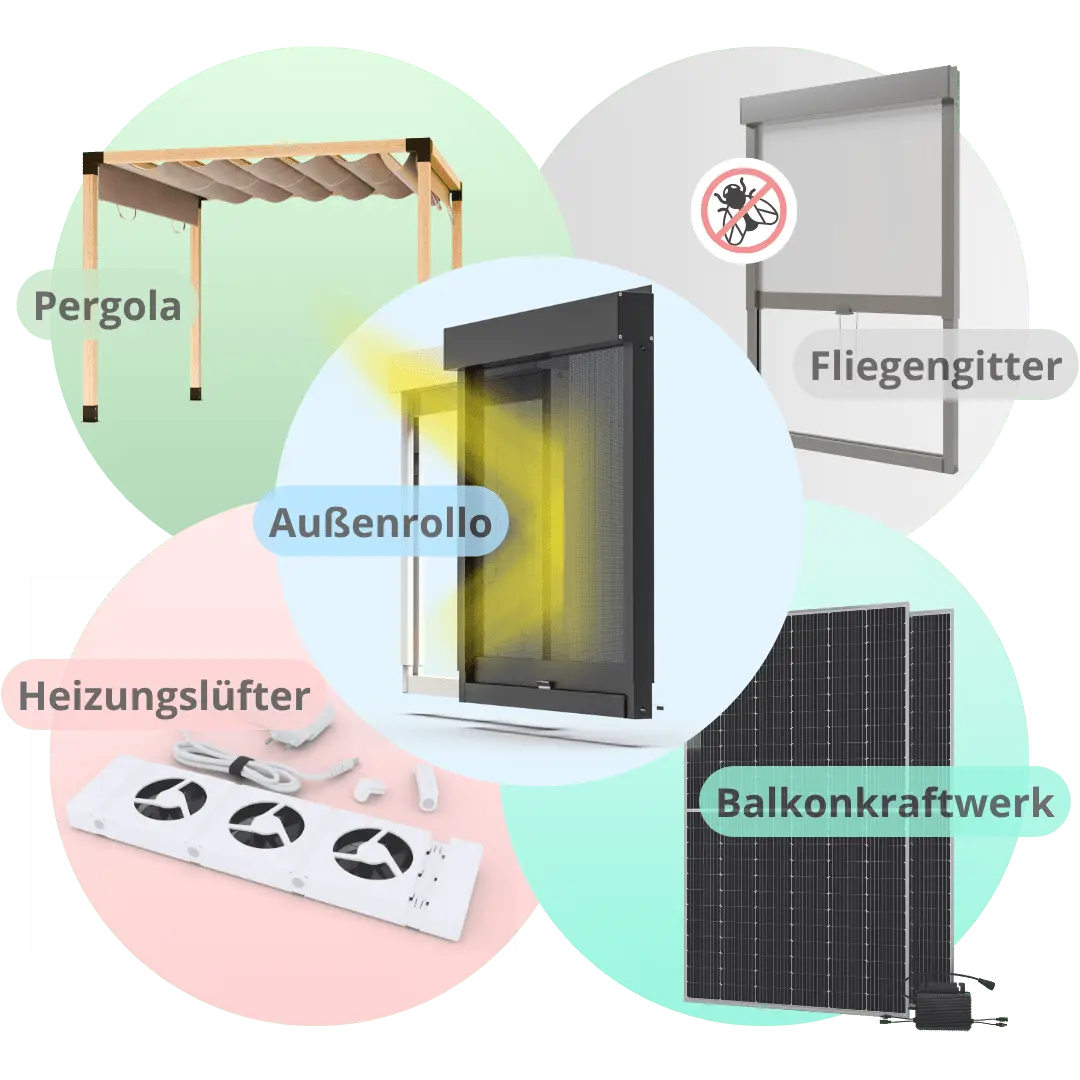 CLIP'N'SHADE El proveedor para un mayor confort y eficiencia energética: cortinas enrollables exteriores, mosquiteras, ventiloconvectores, centrales eléctricas para balcones y pérgolas.