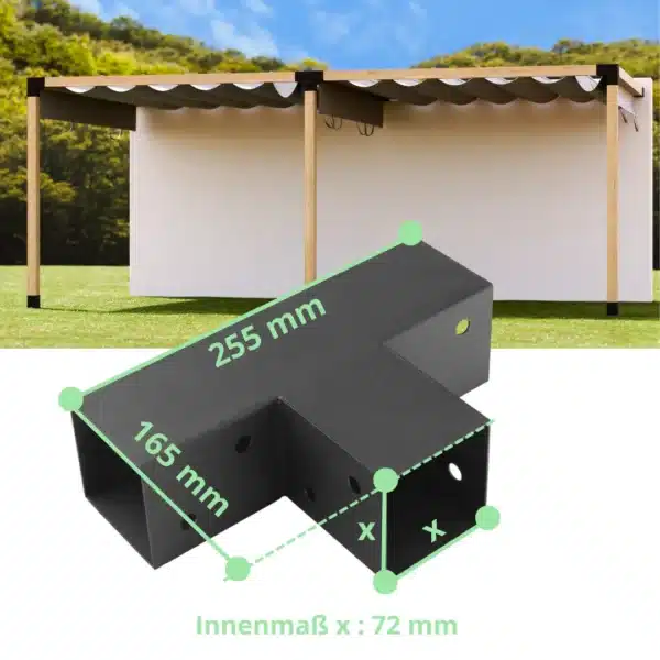 Conector de esquina en T 70 mm Dimensiones